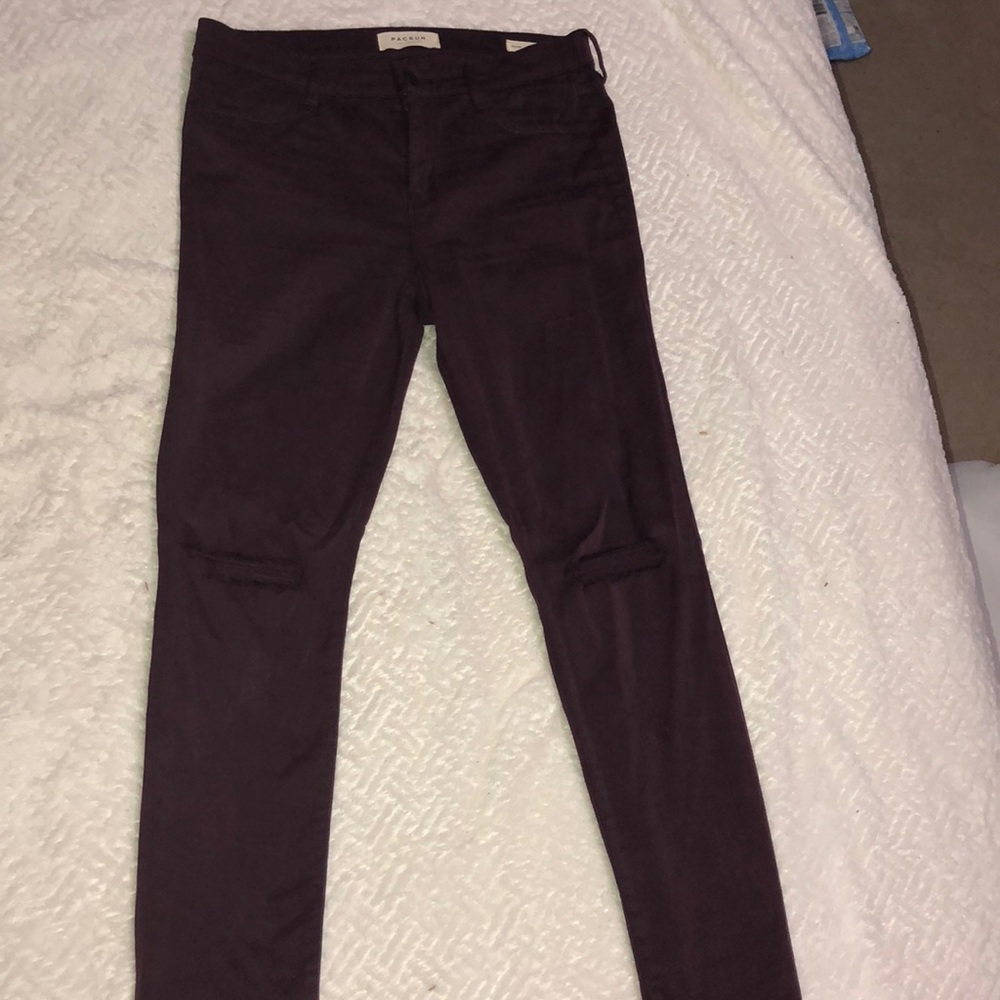 Burgundy Ripped Jeggings